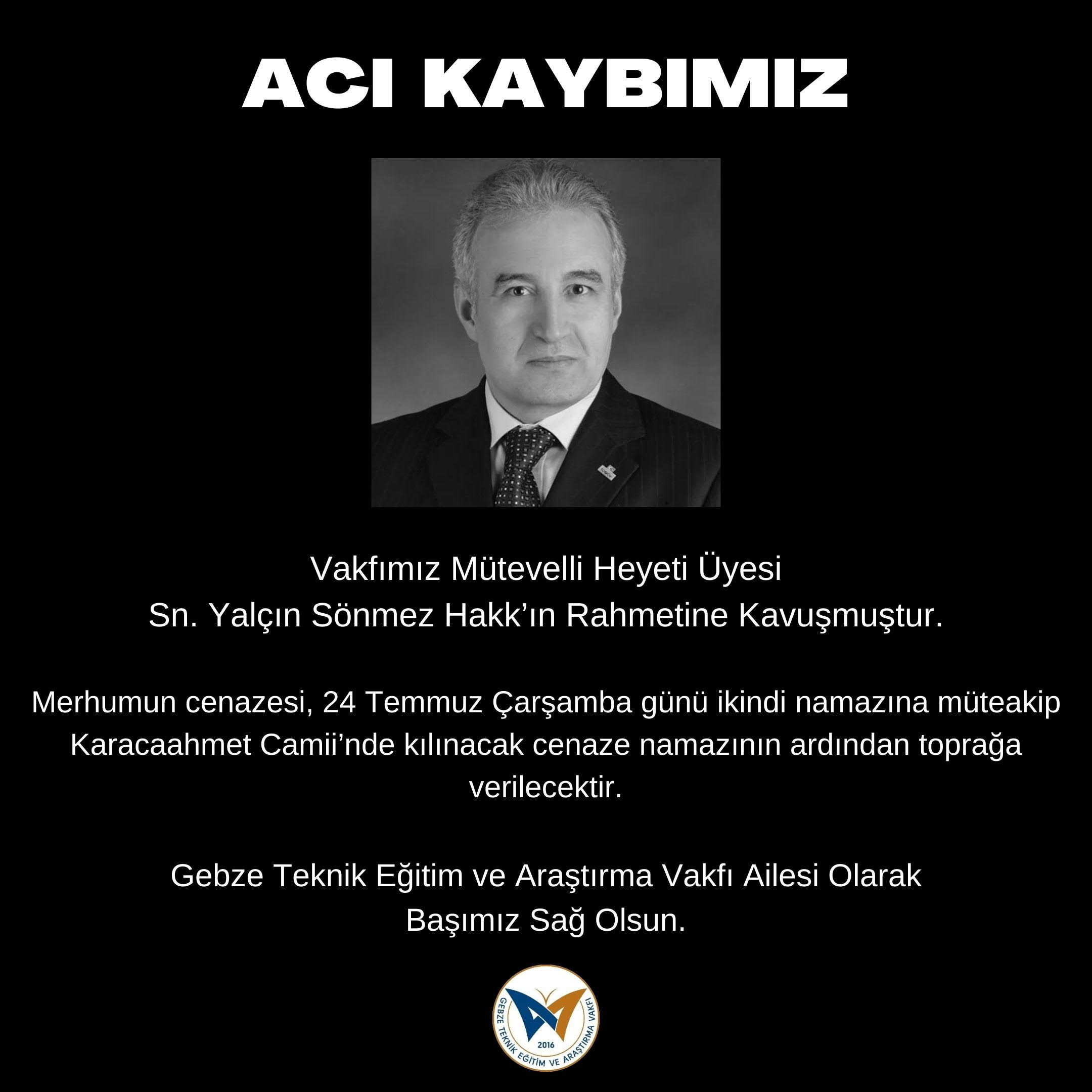 Sn. Yalçın Sönmez-Vefat